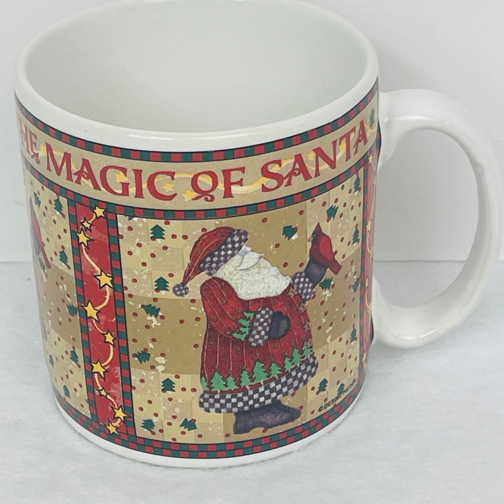 Sakura Coffee Mug Unisex OS Magic of Santa Debbie Mumm Red Green 1997 Excellent